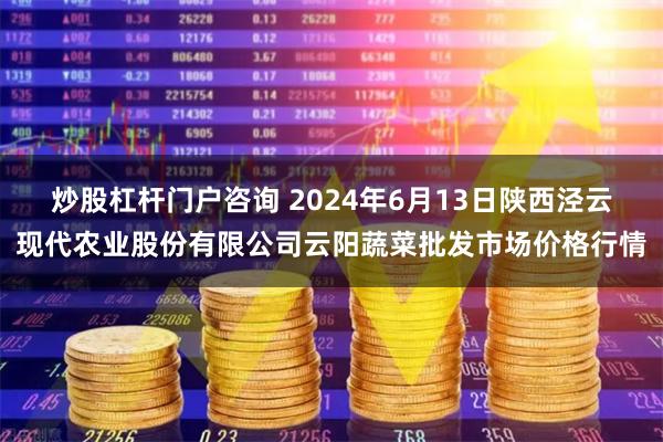 炒股杠杆门户咨询 2024年6月13日陕西泾云现代农业股份有限公司云阳蔬菜批发市场价格行情